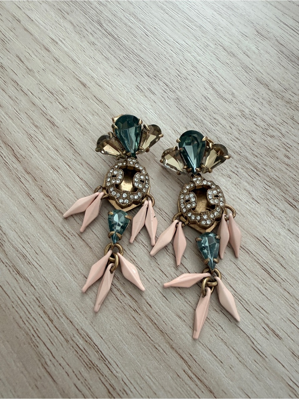 J.Crew Vintage-Inspired Art Deco Crystal Drop Earrings